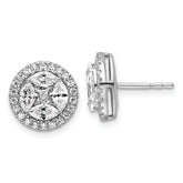 14k White Gold 1 1/2 carat Lab Grown Diamond VS/SI+ G+ Marquise Complete Halo Post Earrings
